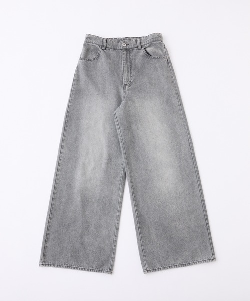 【ウエストサイズ調整可能】ワイドデニムパンツ ウエストサイズ調整可能】ワイドデニムパンツ（デニムパンツ