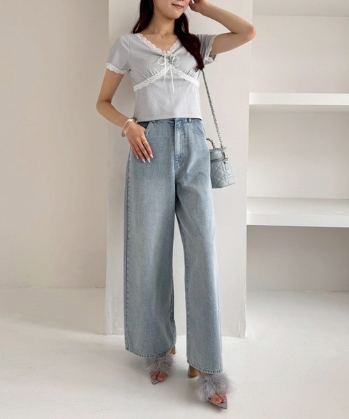 one after another NICE CLAUP(ワンアフターアナザーナイスクラップ)の「【ウエストサイズ調整可能】ワイドデニムパンツ(デニムパンツ・レディース・ブルー/グレー/ブルー系その他・SMALL/MEDIUM)」の18枚目の写真