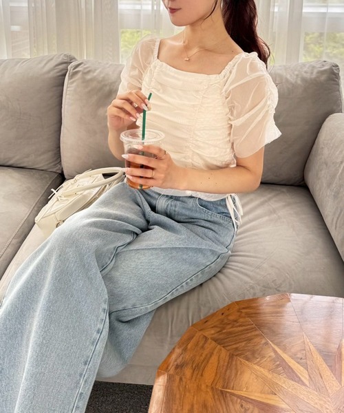 one after another NICE CLAUP(ワンアフターアナザーナイスクラップ)の「【ウエストサイズ調整可能】ワイドデニムパンツ(デニムパンツ・レディース・ブルー/グレー/ブルー系その他・SMALL/MEDIUM)」の22枚目の写真