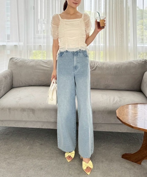 one after another NICE CLAUP(ワンアフターアナザーナイスクラップ)の「【ウエストサイズ調整可能】ワイドデニムパンツ(デニムパンツ・レディース・ブルー/グレー/ブルー系その他・SMALL/MEDIUM)」の20枚目の写真