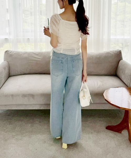 one after another NICE CLAUP(ワンアフターアナザーナイスクラップ)の「【ウエストサイズ調整可能】ワイドデニムパンツ(デニムパンツ・レディース・ブルー/グレー/ブルー系その他・SMALL/MEDIUM)」の21枚目の写真