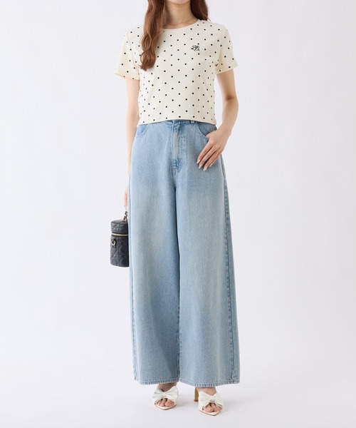 ウエストサイズ調整可能】ワイドデニムパンツ（デニムパンツ