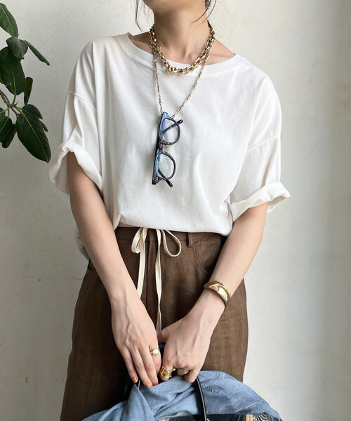 DouDou（ドゥドゥ）の「クールタッチ半袖TEE（Tシャツ/カットソー・レディース・オフホワイト/チャコールグレー/ブラック/ミント・FREE）」の11枚目の写真