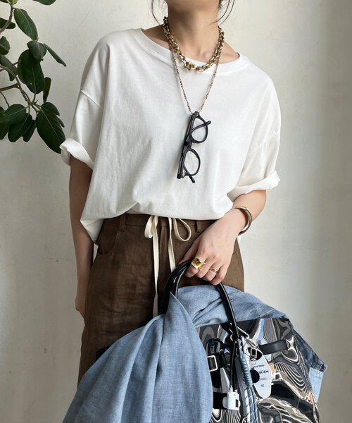 DouDou（ドゥドゥ）の「クールタッチ半袖TEE（Tシャツ/カットソー・レディース・オフホワイト/チャコールグレー/ブラック/ミント・FREE）」の12枚目の写真