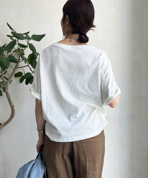 DouDou（ドゥドゥ）の「クールタッチ半袖TEE（Tシャツ/カットソー・レディース・オフホワイト/チャコールグレー/ブラック/ミント・FREE）」の13枚目の写真