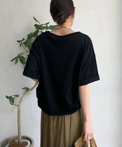 DouDou（ドゥドゥ）の「クールタッチ半袖TEE（Tシャツ/カットソー・レディース・オフホワイト/チャコールグレー/ブラック/ミント・FREE）」の22枚目の写真