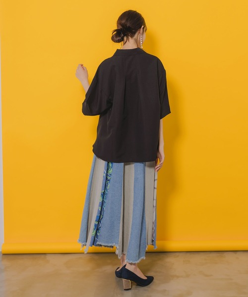 【SALE 10%OFF】 ScoLar スカラー レトロなネコソーダ 刺繍 シャツ 夏 レディース ゆったり 半袖 ブラウス おしゃれ 羽織 前開き 152663：レトロなネコソーダ刺繍シャツの通販-ScoLar
