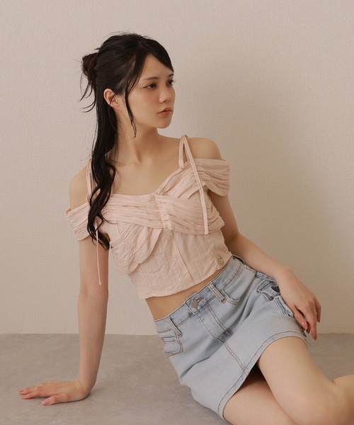 M DOLLY(エムドリー)の「*M DOLLY original* side ribbon denim mini skirt/サイドリボンデニムミニスカート(デニムスカート・レディース・ライトブルー・XS/S/M)」の9枚目の写真