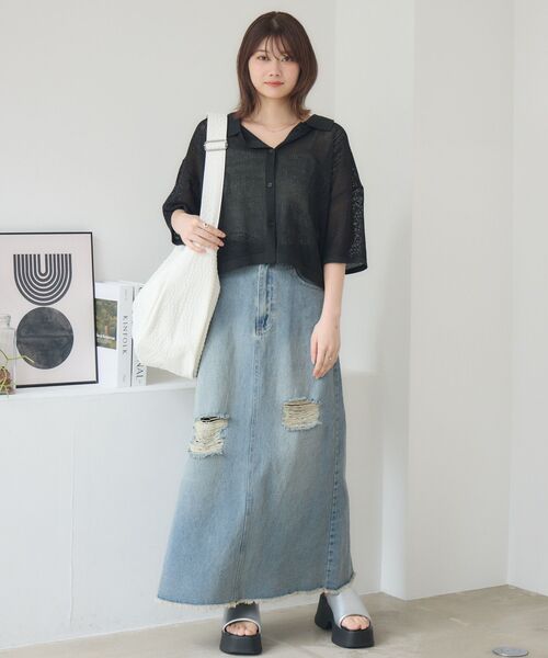 RETRO GIRL(レトロガール)の「ペイズリー柄メッシュカーデ(カーディガン/ボレロ・レディース・ベージュ/ブラック/ナチュラル・FREE)」の16枚目の写真