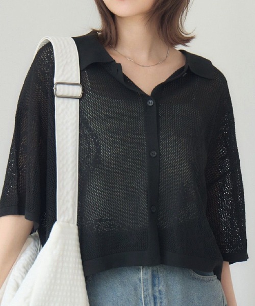 RETRO GIRL(レトロガール)の「ペイズリー柄メッシュカーデ(カーディガン/ボレロ・レディース・ベージュ/ブラック/ナチュラル・FREE)」の1枚目の写真