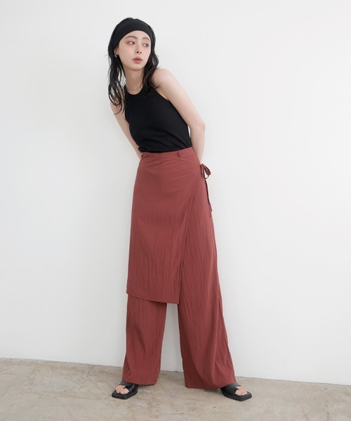 LIAN（リアン）の「ラップスカート付きパンツ（その他パンツ・レディース・ブラック/ブラウン/ベージュ・FREE）」の4枚目の写真