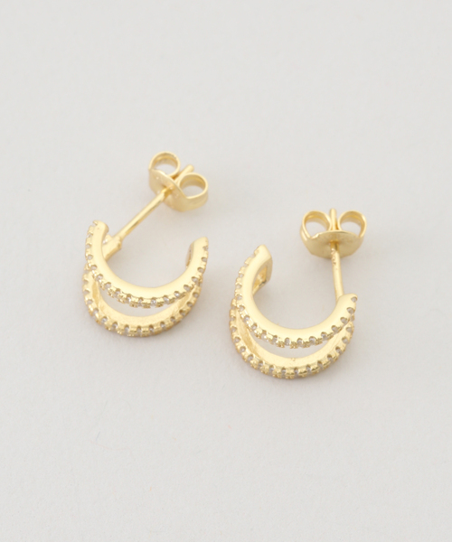 Shashi ピアス サークル レイヤード 2連 フープ 円 丸 シャシ Shashi ピアス サークル レイヤード 2連 フープ 円 丸 シャシ