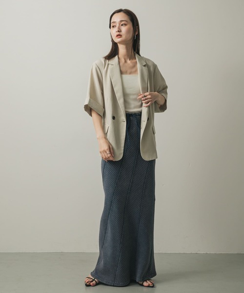 SENSE OF PLACE by URBAN RESEARCH(センスオブプレイスバイアーバンリサーチ)の「バイアスリブスカート(スカート・レディース・キャメル/ブラック/ネイビー・ONE)」の13枚目の写真