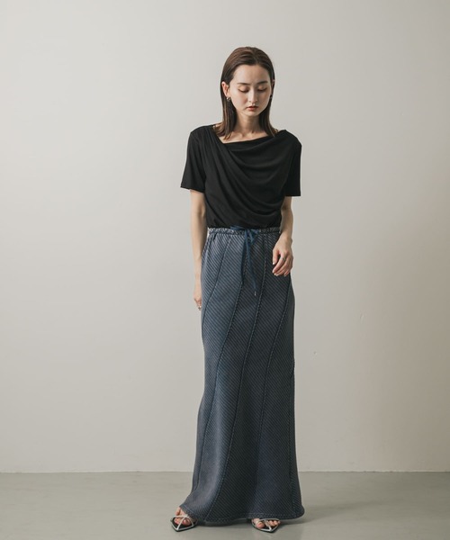 SENSE OF PLACE by URBAN RESEARCH(センスオブプレイスバイアーバンリサーチ)の「バイアスリブスカート(スカート・レディース・キャメル/ブラック/ネイビー・ONE)」の15枚目の写真