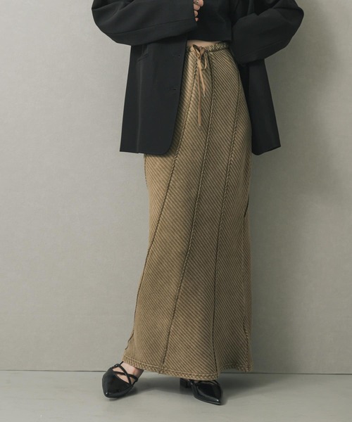 SENSE OF PLACE by URBAN RESEARCH(センスオブプレイスバイアーバンリサーチ)の「バイアスリブスカート(スカート・レディース・キャメル/ブラック/ネイビー・ONE)」の22枚目の写真