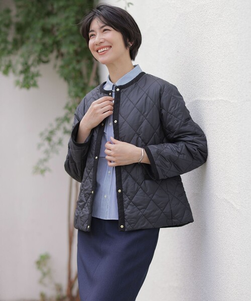 J.PRESS Ladies(J.プレス レディス)の「【WEB限定カラーあり】コンパクトタフタキルティング ブルゾン(ノーカラーコート・レディース・ブラック系/ベージュ系/グレー系/アイボリー系/ネイビー系・S/XS)」の9枚目の写真