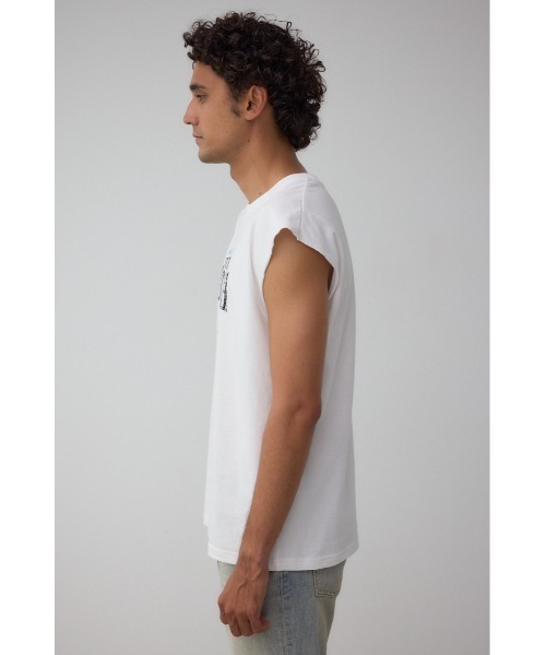 AZUL by moussy(アズールバイマウジー)の「ピグメントグラフィックノースリーブトップス(Tシャツ/カットソー・メンズ・ホワイト/ライトブラック/バーガンディー・FREE)」の8枚目の写真