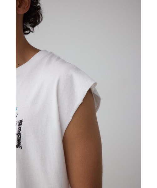 AZUL by moussy(アズールバイマウジー)の「ピグメントグラフィックノースリーブトップス(Tシャツ/カットソー・メンズ・ホワイト/ライトブラック/バーガンディー・FREE)」の12枚目の写真