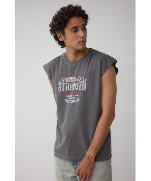 AZUL by moussy(アズールバイマウジー)の「ピグメントグラフィックノースリーブトップス(Tシャツ/カットソー・メンズ・ホワイト/ライトブラック/バーガンディー・FREE)」の15枚目の写真