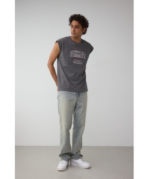 AZUL by moussy(アズールバイマウジー)の「ピグメントグラフィックノースリーブトップス(Tシャツ/カットソー・メンズ・ホワイト/ライトブラック/バーガンディー・FREE)」の16枚目の写真