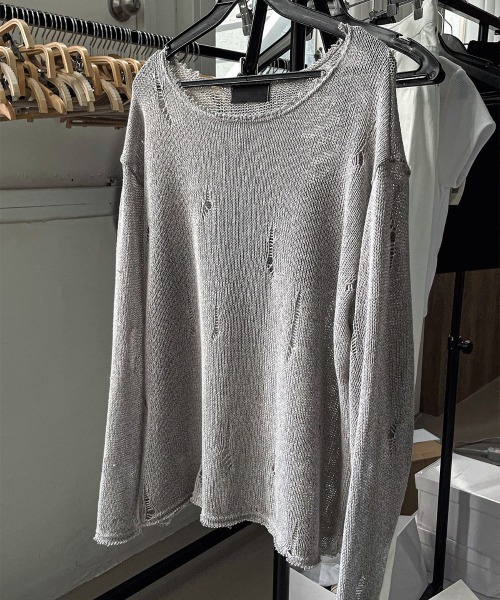 COSYHARU（コシハル）の「サンベルダメージTシャツ（Tシャツ/カットソー・メンズ・クリーム/ブラック/オートミール/ダークグレー・FREE）」の10枚目の写真