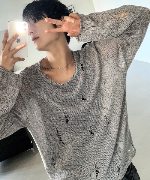 COSYHARU（コシハル）の「サンベルダメージTシャツ（Tシャツ/カットソー・メンズ・クリーム/ブラック/オートミール/ダークグレー・FREE）」の11枚目の写真