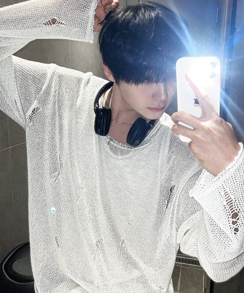 COSYHARU（コシハル）の「サンベルダメージTシャツ（Tシャツ/カットソー・メンズ・クリーム/ブラック/オートミール/ダークグレー・FREE）」の16枚目の写真