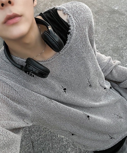 COSYHARU（コシハル）の「サンベルダメージTシャツ（Tシャツ/カットソー・メンズ・クリーム/ブラック/オートミール/ダークグレー・FREE）」の5枚目の写真