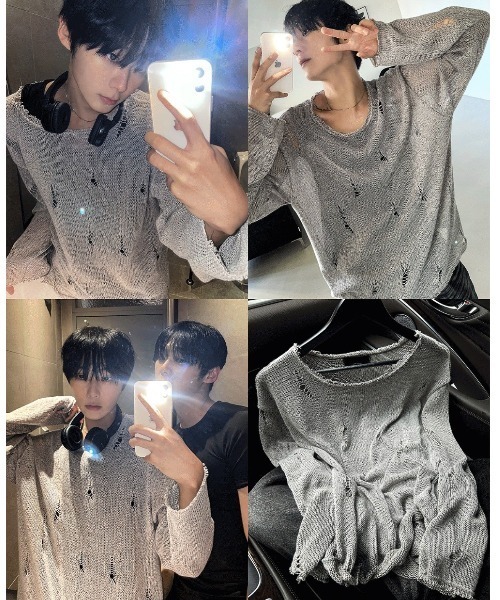 COSYHARU（コシハル）の「サンベルダメージTシャツ（Tシャツ/カットソー・メンズ・クリーム/ブラック/オートミール/ダークグレー・FREE）」の7枚目の写真