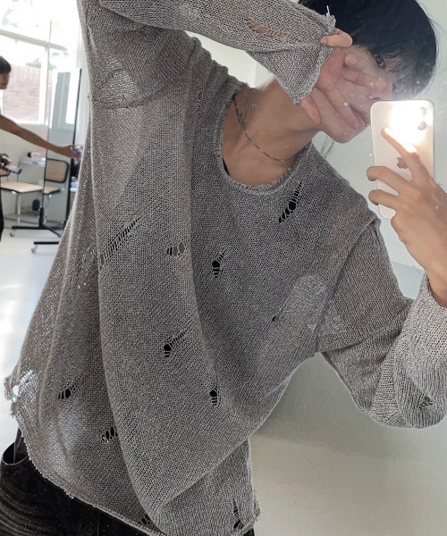 COSYHARU（コシハル）の「サンベルダメージTシャツ（Tシャツ/カットソー・メンズ・クリーム/ブラック/オートミール/ダークグレー・FREE）」の14枚目の写真