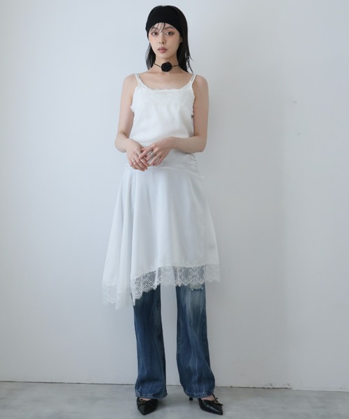 Ulysses(ユリシス)の「アシンメトリーレースキャミワンピース(ワンピース・レディース・ホワイト/ブラック・F)」の4枚目の写真