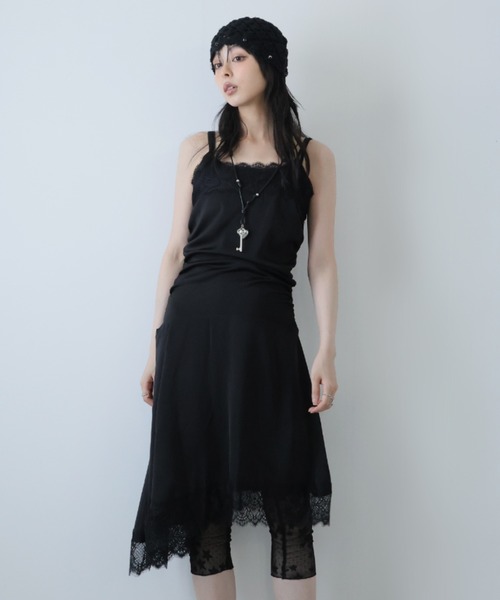 Ulysses(ユリシス)の「アシンメトリーレースキャミワンピース(ワンピース・レディース・ホワイト/ブラック・F)」の6枚目の写真