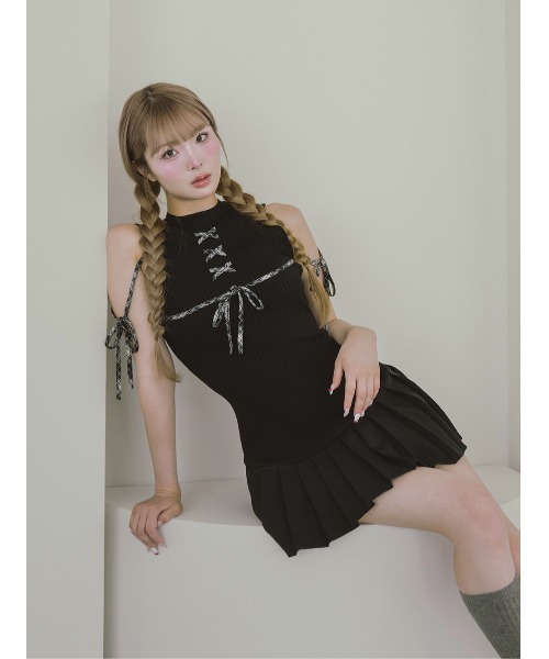 Darich ダーリッチ ドッキングレースアップミニワンピース ブラック Darich（ダーリッチ）の「ドッキングレースアップミニワンピース