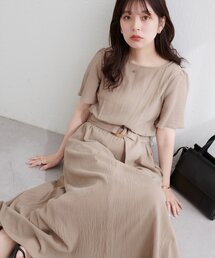 【WEB限定】フレア袖太ベルトワンピース