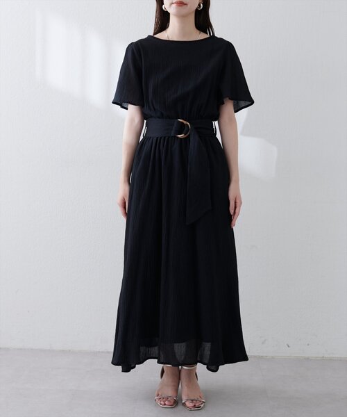natural couture(ナチュラルクチュール)の「【WEB限定】フレア袖太ベルトワンピース(ワンピース・レディース・グリーン/ブルー/レンガ/ブラック/ベージュ/ブラウン・FREE)」の11枚目の写真