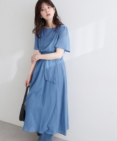 natural couture(ナチュラルクチュール)の「【WEB限定】フレア袖太ベルトワンピース(ワンピース・レディース・グリーン/ブルー/レンガ/ブラック/ベージュ/ブラウン・FREE)」の21枚目の写真