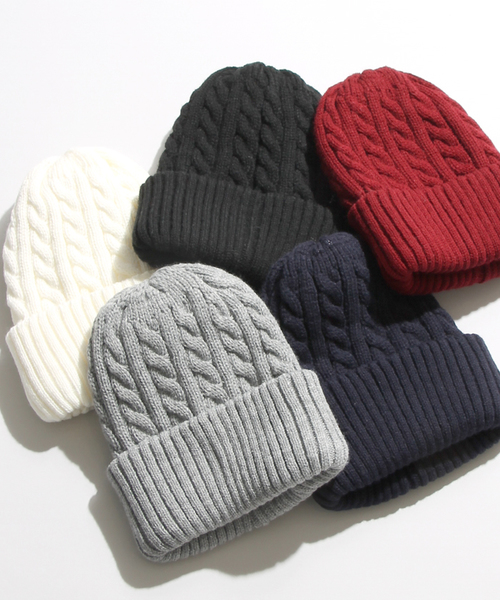 WEGO（ウィゴー）の「WEGO/ケーブルニットキャップ（ニットキャップ/ビーニー・メンズ・ネイビー/グレー/ワイン/ホワイト/ブラック・FREE）」の4枚目の写真