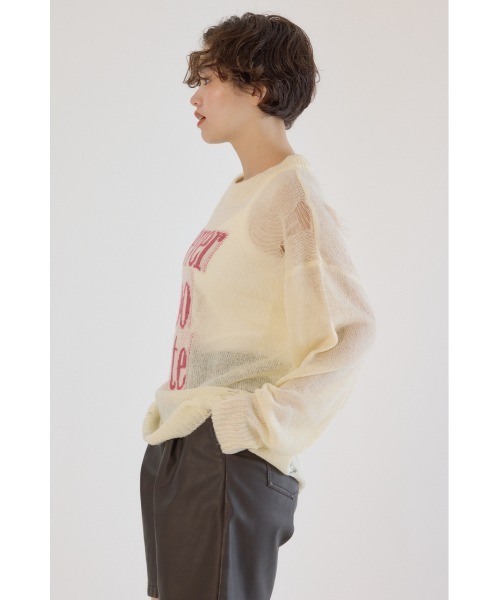 RODEO CROWNS WIDE BOWL（ロデオクラウンズワイドボウル）の「メッセージダメージニットトップス（ニット/セーター・レディース・オフホワイト/チャコールグレー/レッド/イエロー・FREE）」の7枚目の写真