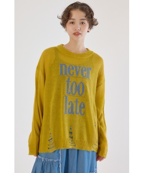 RODEO CROWNS WIDE BOWL（ロデオクラウンズワイドボウル）の「メッセージダメージニットトップス（ニット/セーター・レディース・オフホワイト/チャコールグレー/レッド/イエロー・FREE）」の17枚目の写真