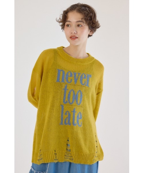 RODEO CROWNS WIDE BOWL（ロデオクラウンズワイドボウル）の「メッセージダメージニットトップス（ニット/セーター・レディース・オフホワイト/チャコールグレー/レッド/イエロー・FREE）」の18枚目の写真