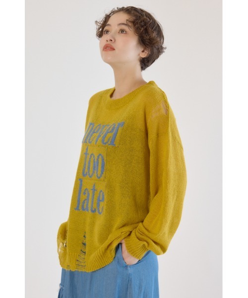 RODEO CROWNS WIDE BOWL（ロデオクラウンズワイドボウル）の「メッセージダメージニットトップス（ニット/セーター・レディース・オフホワイト/チャコールグレー/レッド/イエロー・FREE）」の19枚目の写真