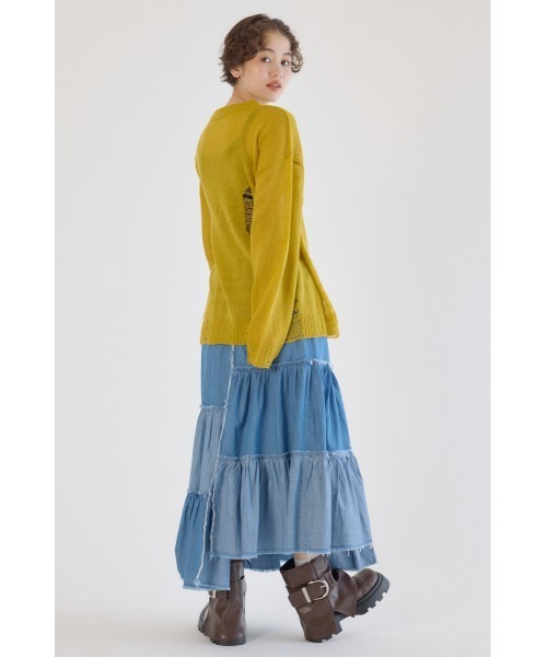 RODEO CROWNS WIDE BOWL（ロデオクラウンズワイドボウル）の「メッセージダメージニットトップス（ニット/セーター・レディース・オフホワイト/チャコールグレー/レッド/イエロー・FREE）」の22枚目の写真