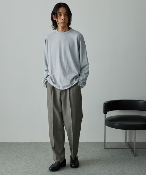 EMMA CLOTHES（エマクローズ）の「【セットアップ対応】TRストレッチスーツ地  1タック センタープレス ワイドテーパードパンツ（スラックス・メンズ・グレイッシュベージュ/ミックスグレー/ダークグレー/ブラック系/ブラック・S/L/M）」の9枚目の写真