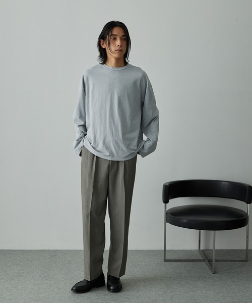 EMMA CLOTHES（エマクローズ）の「【セットアップ対応】TRストレッチスーツ地  1タック センタープレス ワイドテーパードパンツ（スラックス・メンズ・グレイッシュベージュ/ミックスグレー/ダークグレー/ブラック系/ブラック・S/L/M）」の11枚目の写真