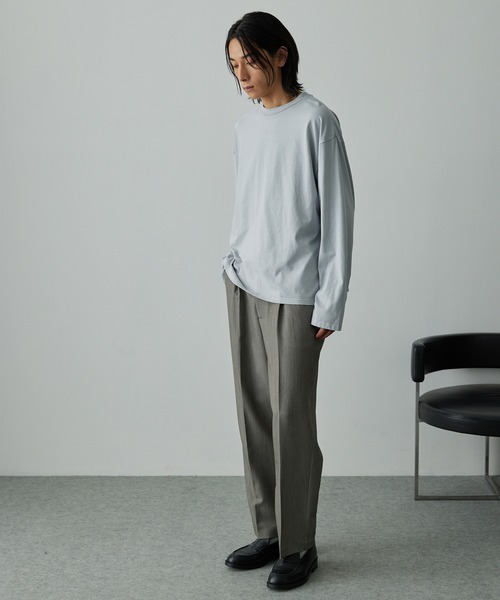 EMMA CLOTHES（エマクローズ）の「【セットアップ対応】TRストレッチスーツ地  1タック センタープレス ワイドテーパードパンツ（スラックス・メンズ・グレイッシュベージュ/ミックスグレー/ダークグレー/ブラック系/ブラック・S/L/M）」の13枚目の写真