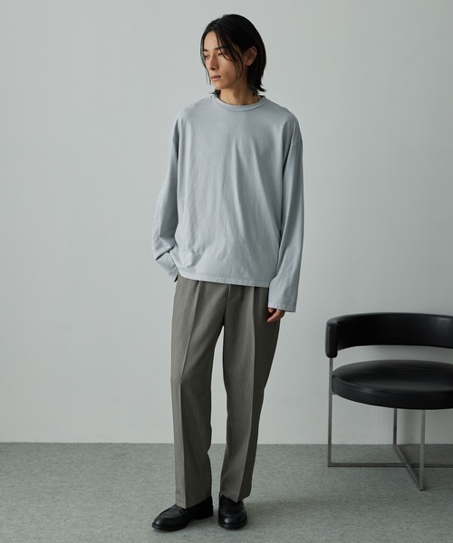 EMMA CLOTHES（エマクローズ）の「【セットアップ対応】TRストレッチスーツ地  1タック センタープレス ワイドテーパードパンツ（スラックス・メンズ・グレイッシュベージュ/ミックスグレー/ダークグレー/ブラック系/ブラック・S/L/M）」の17枚目の写真