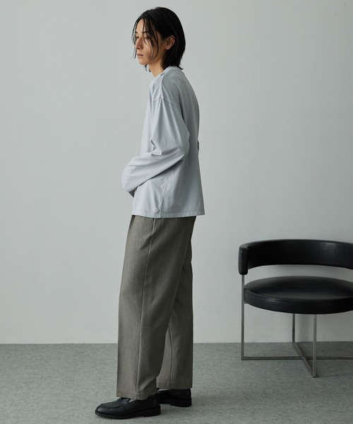 EMMA CLOTHES（エマクローズ）の「【セットアップ対応】TRストレッチスーツ地  1タック センタープレス ワイドテーパードパンツ（スラックス・メンズ・グレイッシュベージュ/ミックスグレー/ダークグレー/ブラック系/ブラック・S/L/M）」の18枚目の写真