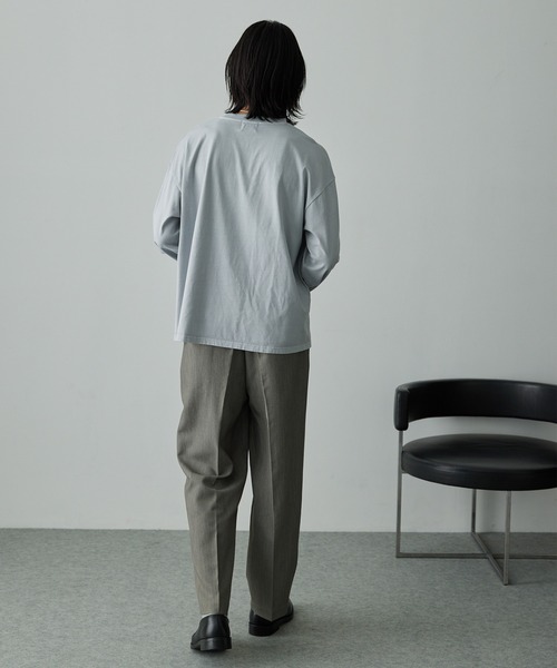 EMMA CLOTHES（エマクローズ）の「【セットアップ対応】TRストレッチスーツ地  1タック センタープレス ワイドテーパードパンツ（スラックス・メンズ・グレイッシュベージュ/ミックスグレー/ダークグレー/ブラック系/ブラック・S/L/M）」の19枚目の写真