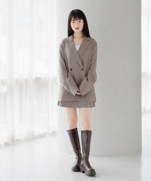 Heather（ヘザー）の「ベルト付きサイドプリーツミニスカート　581536（スカート・レディース・ベージュ系その他/ブラウン系その他/グレー・M/S）」の7枚目の写真