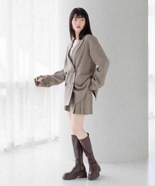 Heather（ヘザー）の「ベルト付きサイドプリーツミニスカート　581536（スカート・レディース・ベージュ系その他/ブラウン系その他/グレー・M/S）」の8枚目の写真